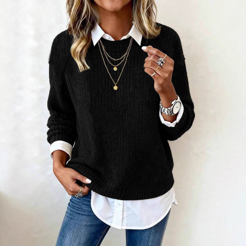 Fallwinter Long-sleeve Crew-neck Casual Sweater