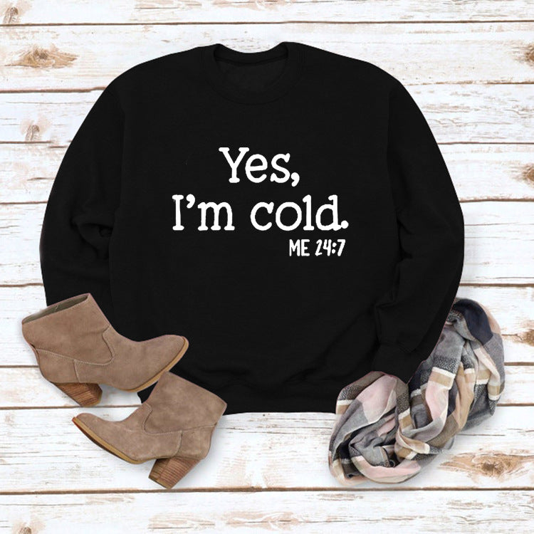 Letter Print Round Neck Long Sleeve Pullover Sweatshirt