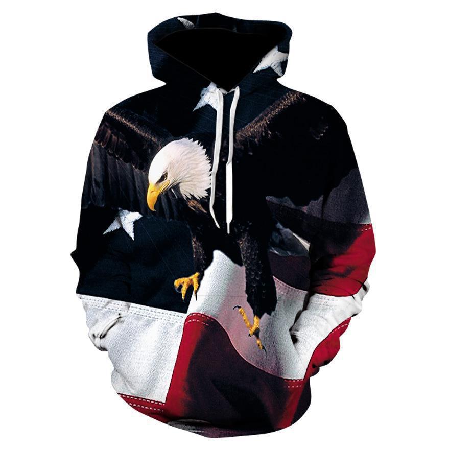 Women's 3D Print Hooded Pocket Pullover Sweatshirt