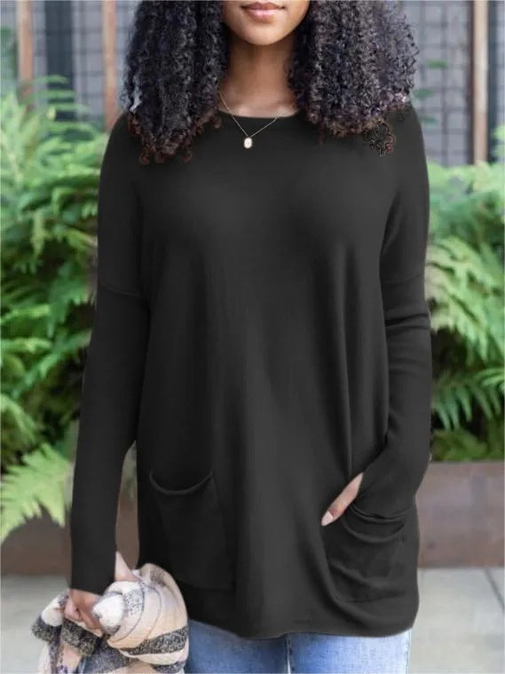 Women's Casual Long Sleeve Pocket Top