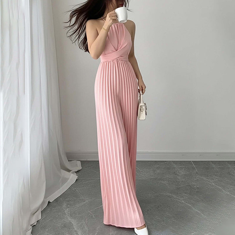 Elegant High-Waist Wide-Leg Solid Jumpsuit