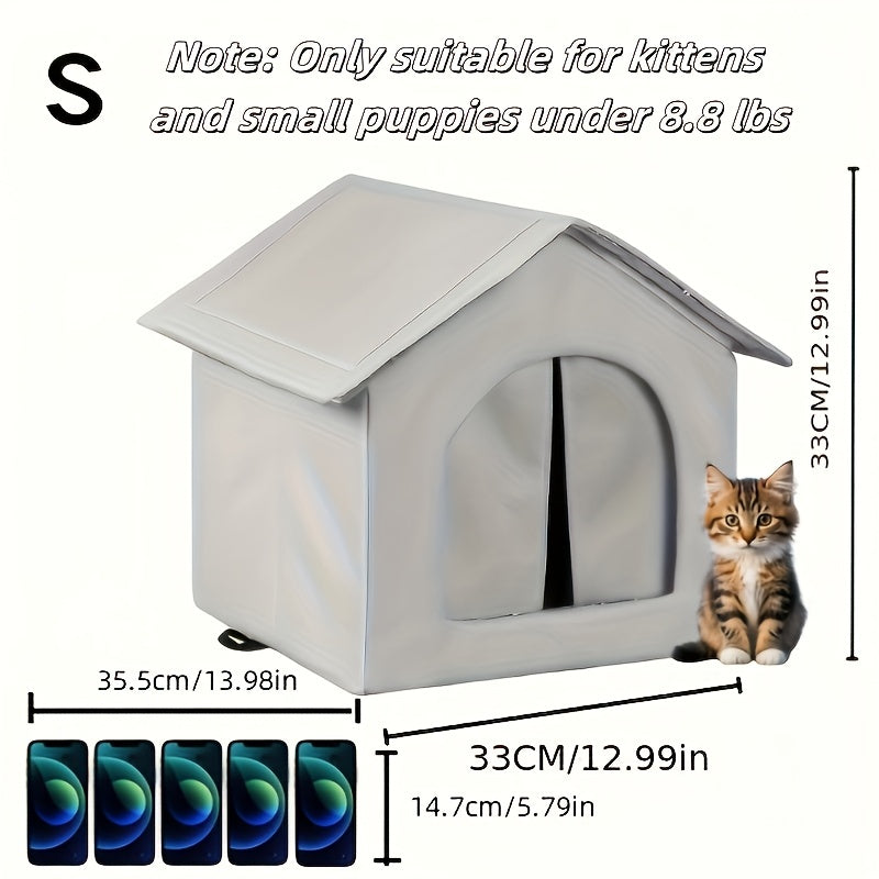 Outdoor Waterproof Cat House Dog Kennel, 3 Sizes Available - Windproof Oxford Fabric Cat Dog Rain Shelter With Insulated Foam Layer And Pet Mat For All-Season Protection, Foldable Easy To Assemble,...