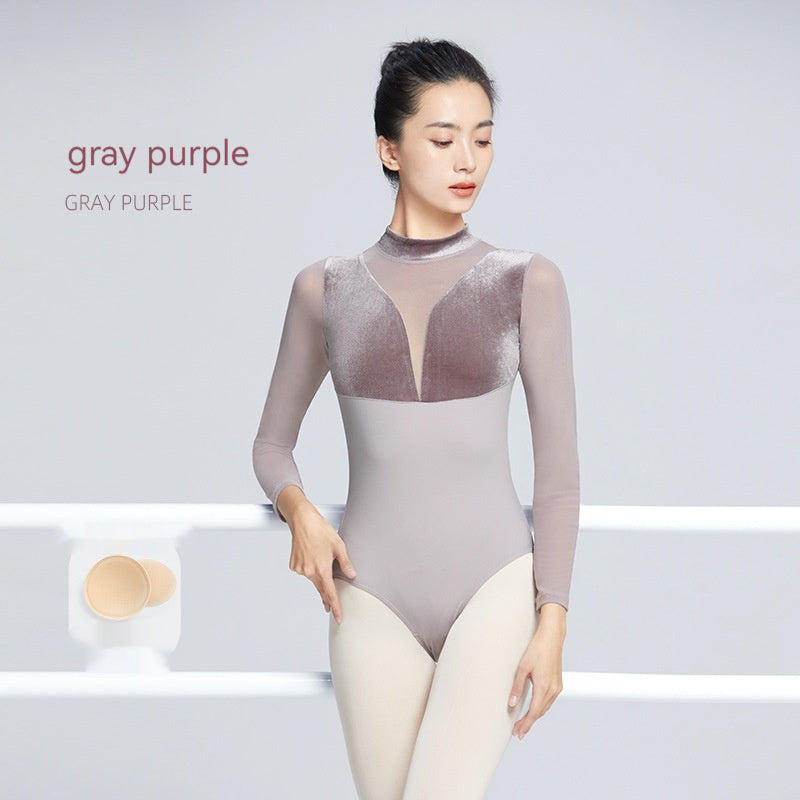 Women's Velvet Collar Long-Sleeve Sports & Dance Jumpsuit