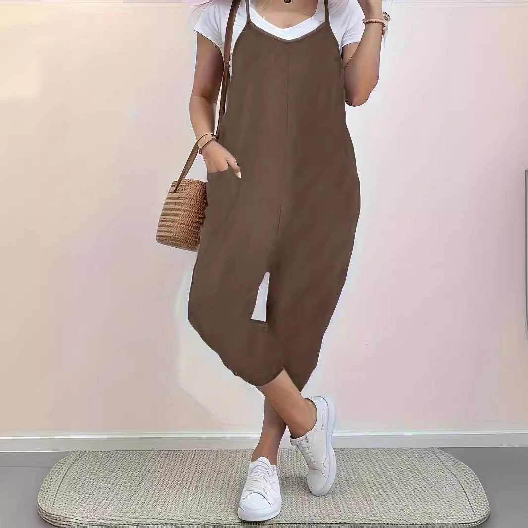 Casual Pocket Loose Jumpsuit for Women
