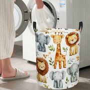 Safari Animal Print Foldable Laundry Basket with Sturdy Handle