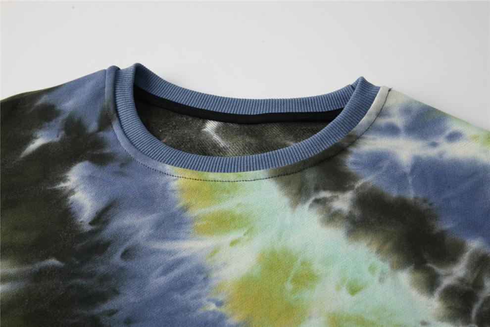 Tie-Dye Denim Stitching Loose Long-Sleeve Sweater