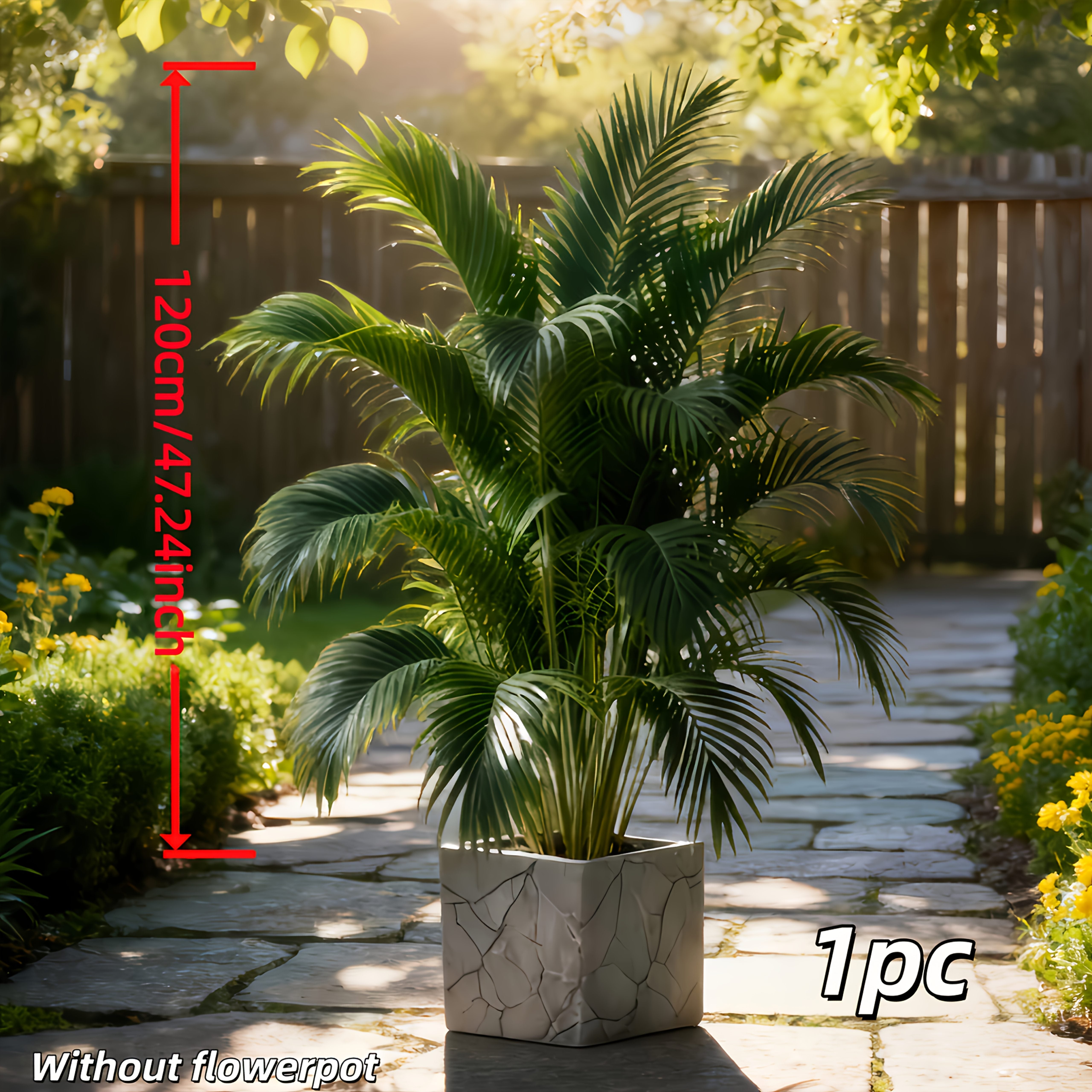1pc 47.28" Tall Large Artificial Faux Palm Tree with Fluffy Tail - Realistic Tropical Style Synthetic Maple, Suitable for Indoor/Outdoor Home Decor: Patio-Porch-Garden-Wedding-Festive…
