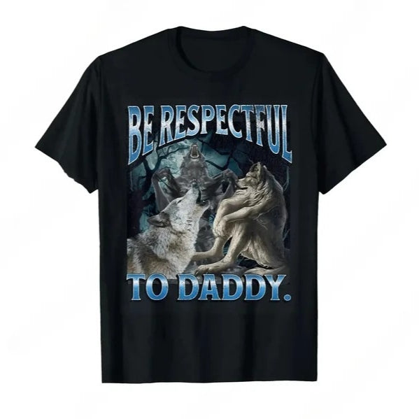 Trendy Wolf Terrier Graphic Tee – Soft Cotton Short‑Sleeve Shirt