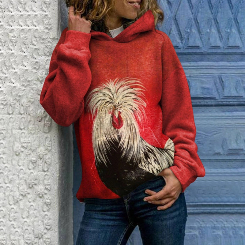 Chic Animal Print Hooded Sweatshirt for Women