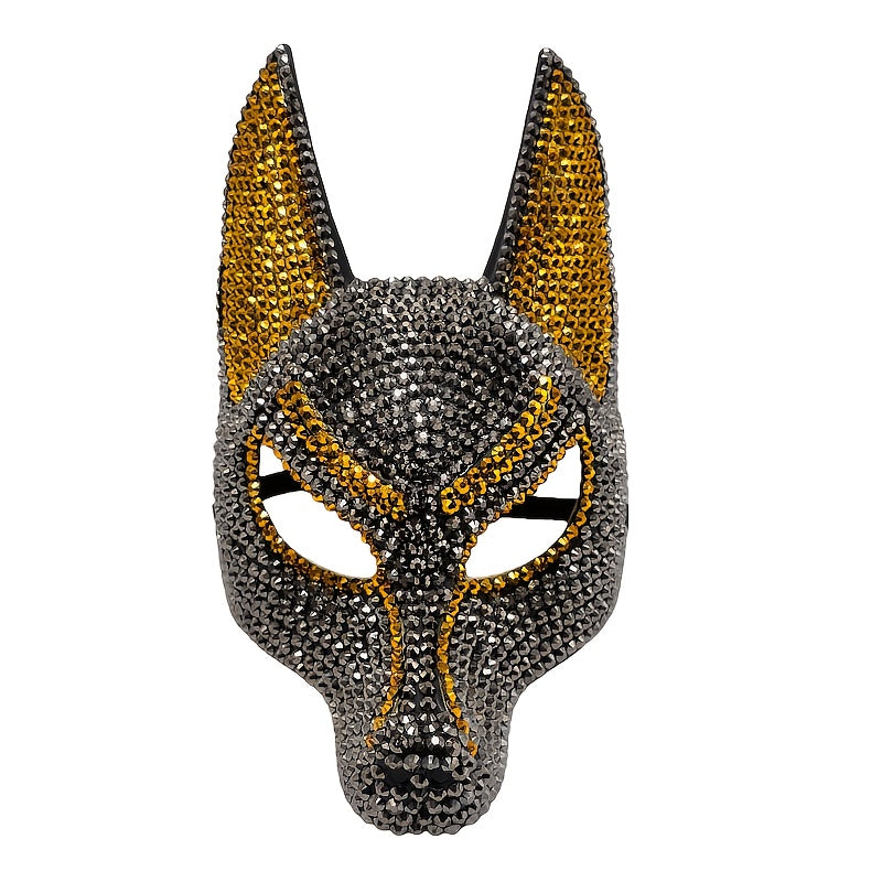 Wolf Head Shaped Encrusted Mask for Halloween and Masquerade