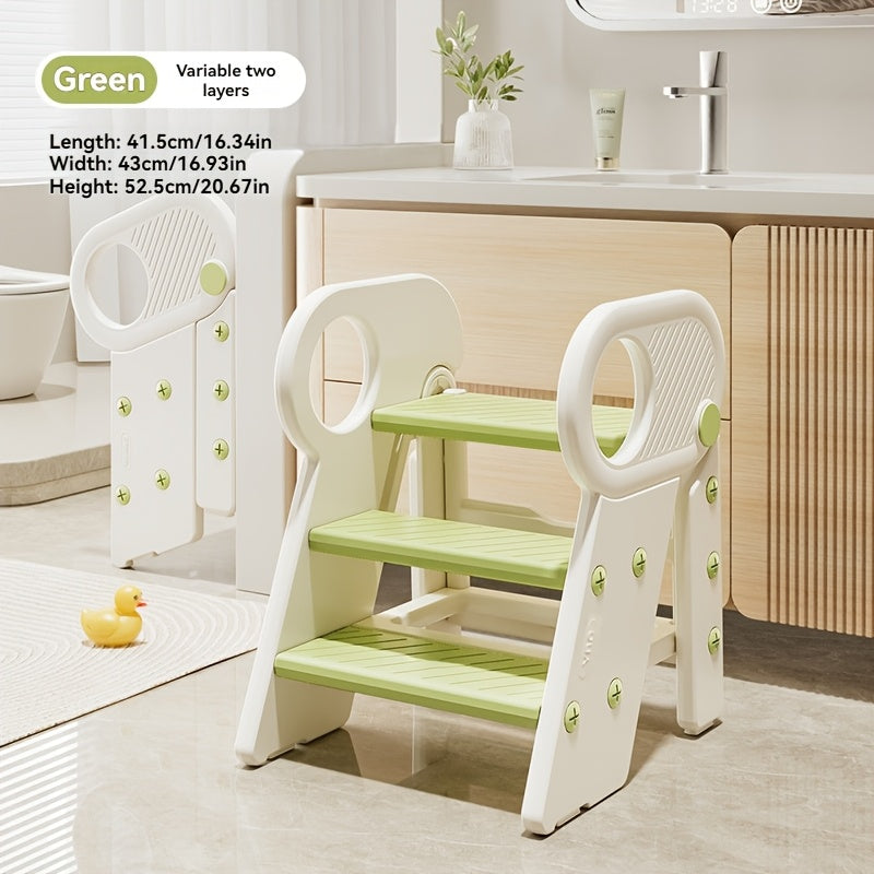 Foldable Toiletries Assistant Step Stool, Multifunctional Hand Washing Aid