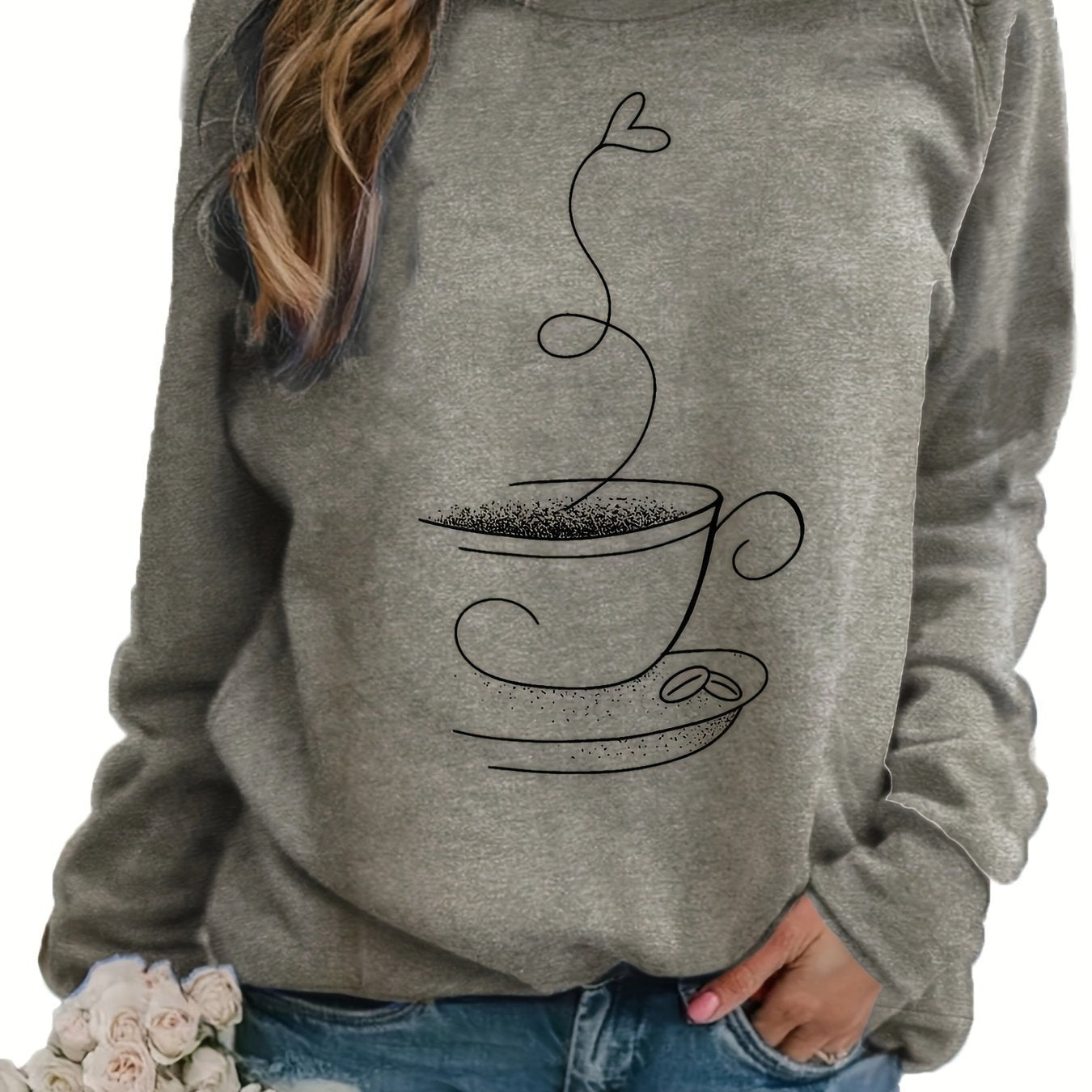 Women's Graphic Print Crew Neck Casual Sweater