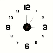 -Like Glossy PVC Clock Wall Sticker - Large Black Arabic Numerals & Hands, White Face with Golden Hour Markers, Easy Peel & Stick for Walls, Room, Living Room, Bedroom - Removable Modern Analog Clock