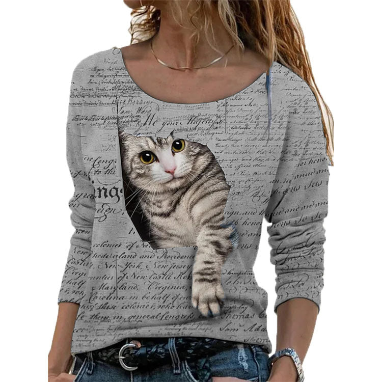 Women's Chic Animal Print Long Sleeve T-Shirt