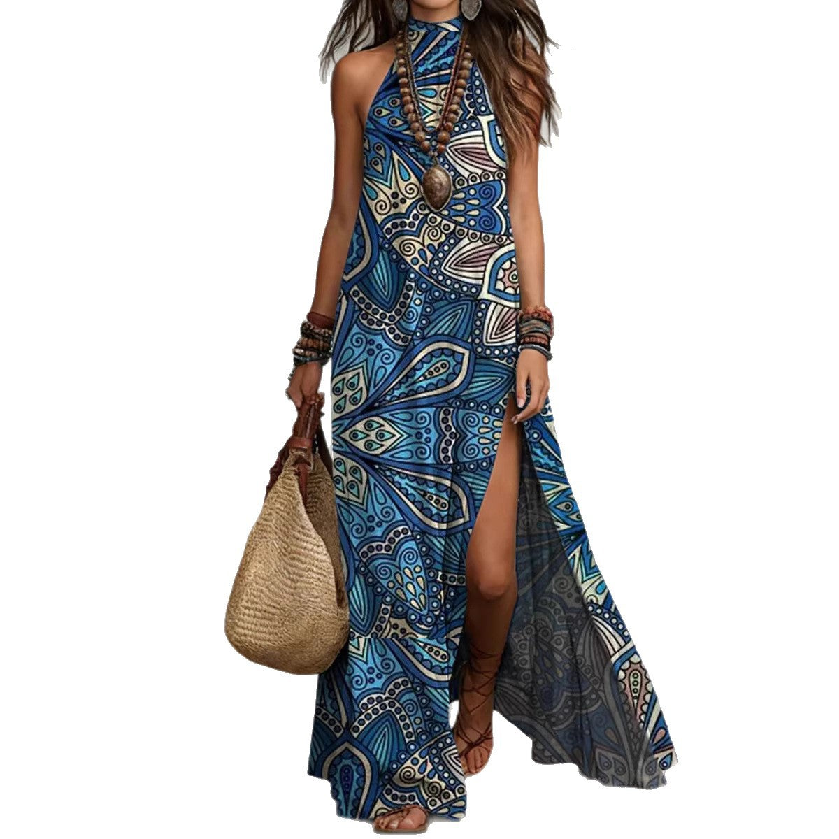 Peliss Printed Halter-neck Maxi Dress