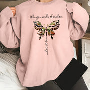 Women's Oversized Butterfly Graphic Long Sleeve Sweatshirt, Round Neck, Casual, Machine Washable