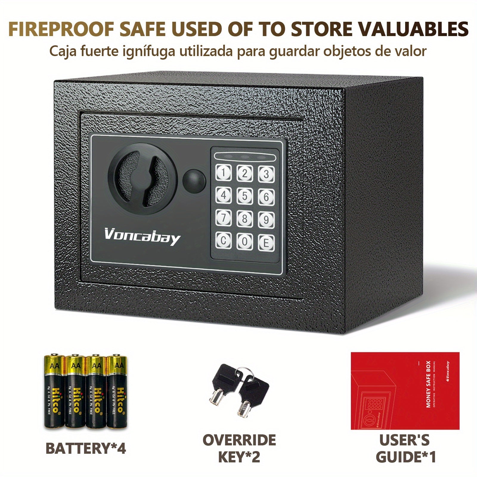 Heavy-Duty Fireproof Steel Safe with Cash Bag | Secure Home Safe Box with Keypad & Key Lock, Ideal for Storing Money, Documents, and Valuables