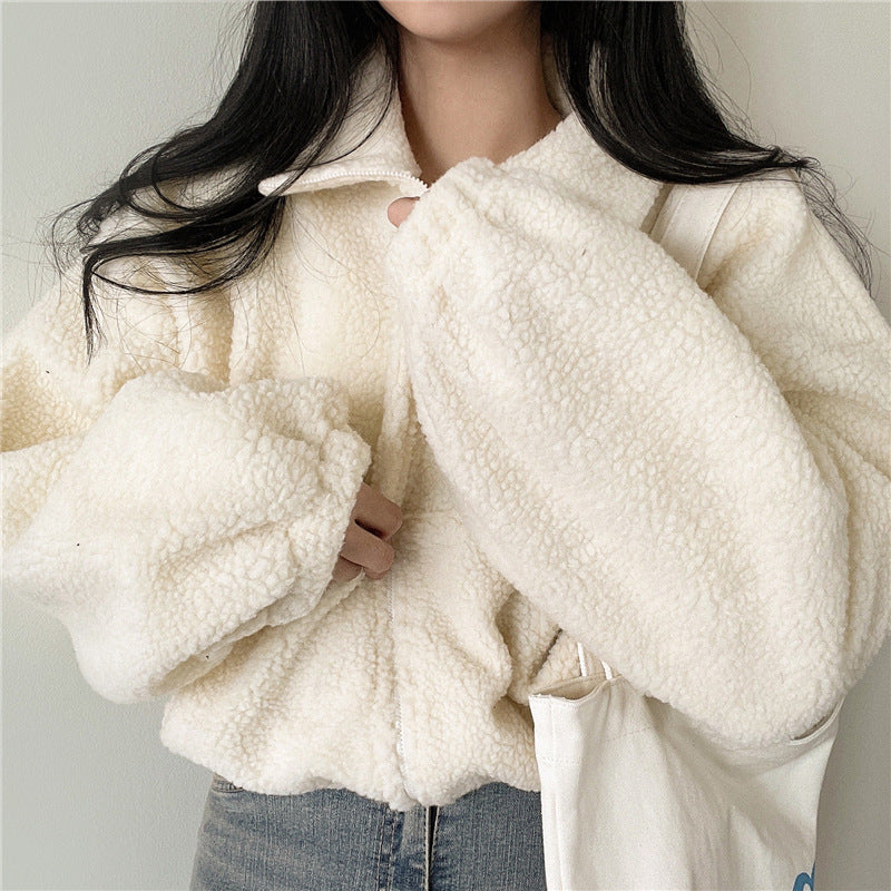 Women's Cozy Faux Lamb Fur Zip Cardigan & Thermal Coat