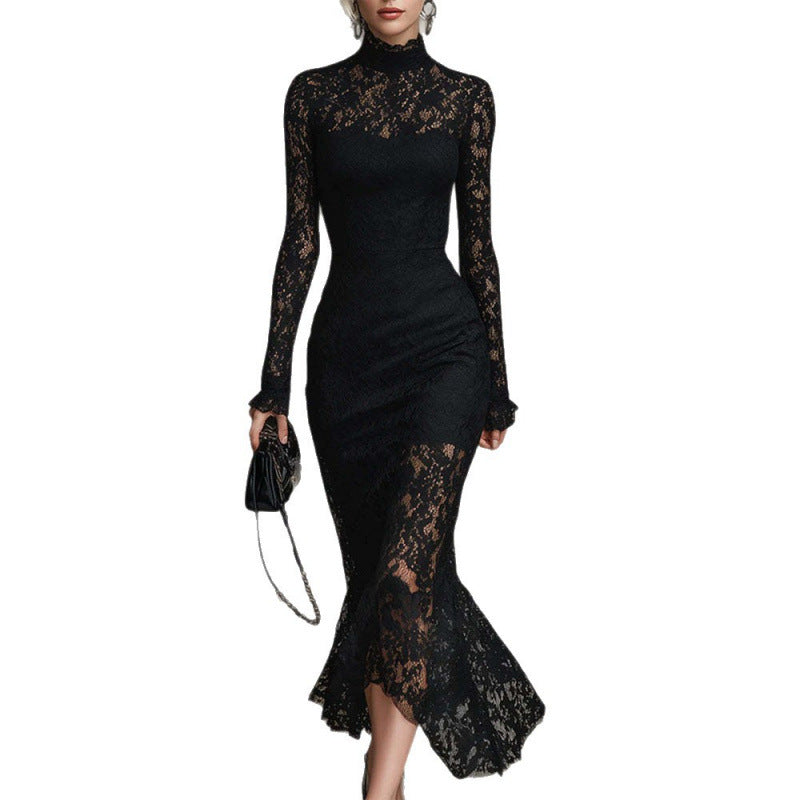 Luxury Elegant Long-sleeve Party Dress, High Waisted Slim Fit Bodyc…