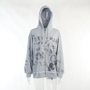 Knitted Butterfly Print Loose Hoodie