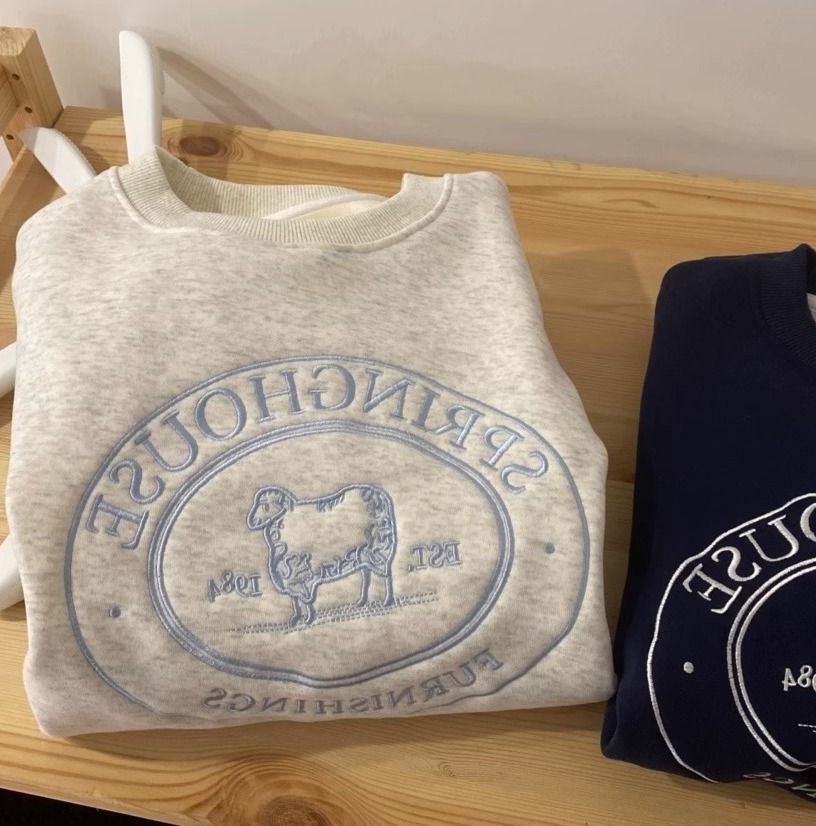 Cozy Embroidered Fleece Pullover Sweatshirt