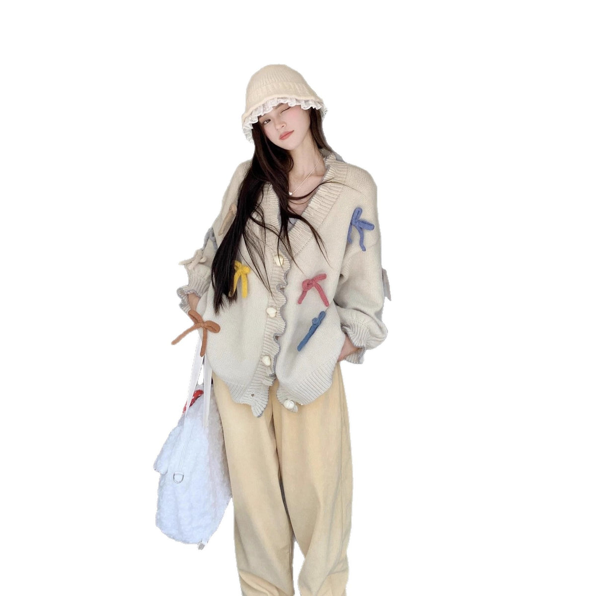 New Cute Youth-looking Three-dimensional Bow Sweater for Women