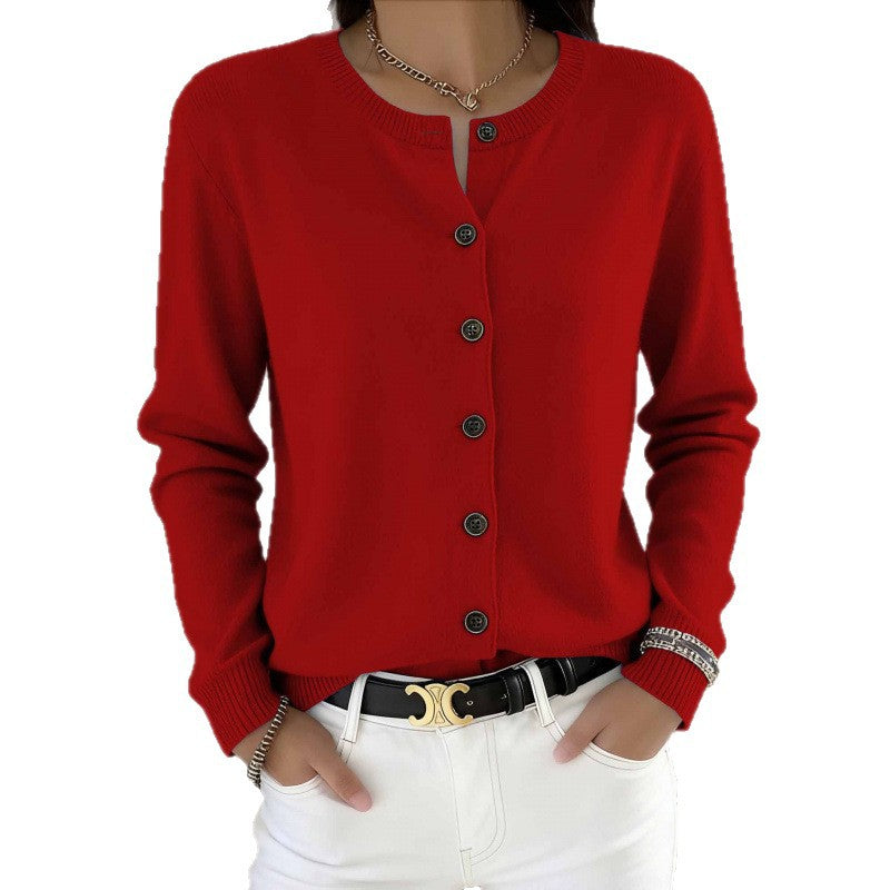 Autumnwinter Long-sleeve Solid-color Cardigan Sweater