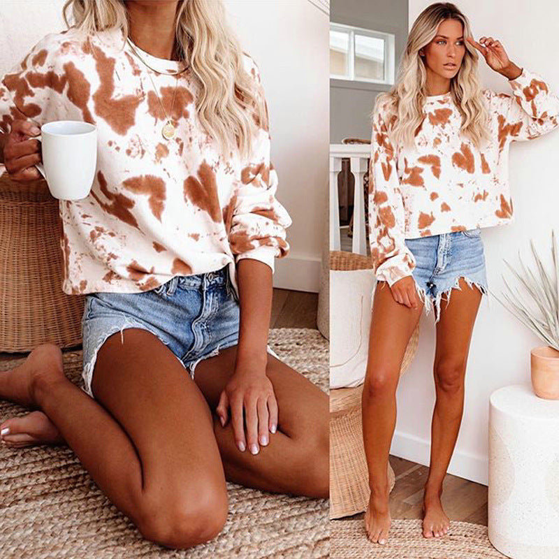 Women's Tie-Dye Crewneck Long-Sleeve Streetwear Hoodie