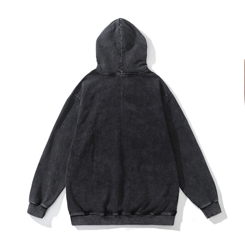 Retro Loose Hip Hop Hooded Terry Sweater for Streetwear