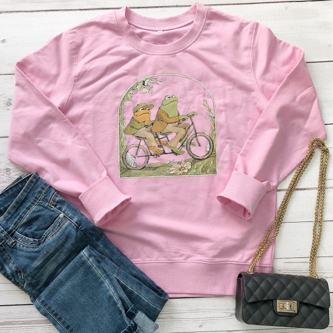 Cute Frog & Toad Casual Cotton Pullover Sweatshirt