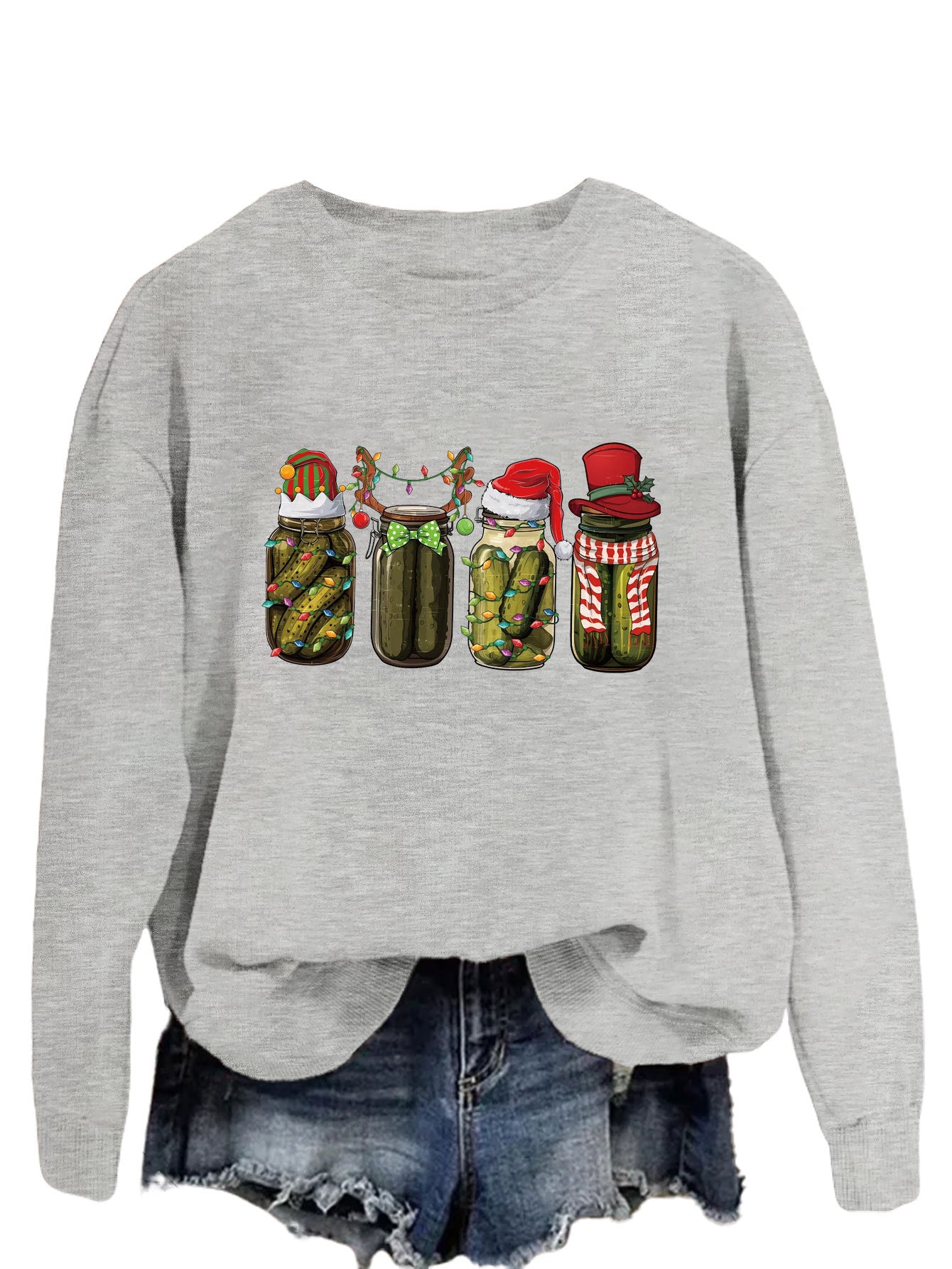 Funny Canned Cucumber Print Pullover Streetwear Sweatshirt