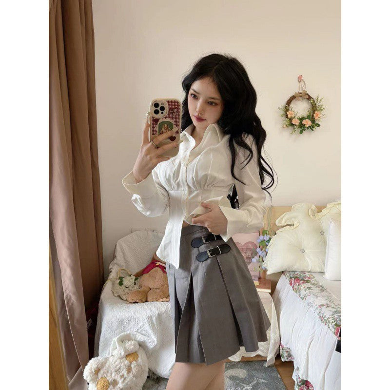 Pure Desire Style Jk Waisted Long-sleeved Shirt Women's Slim Fit Slimming Versatile Hot Girl