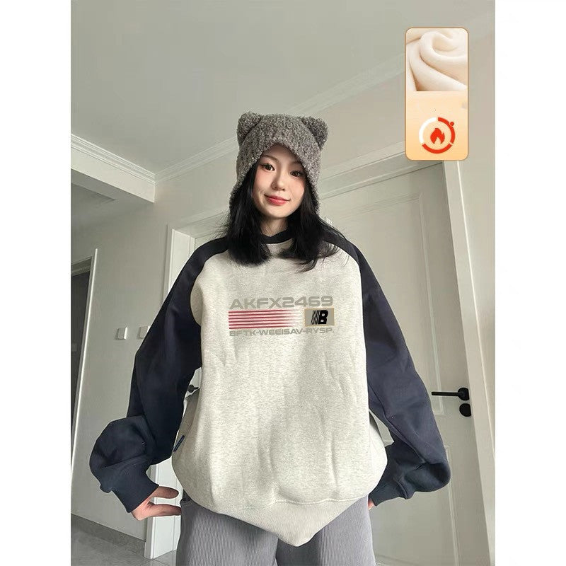 Women's Plush Thick Cotton Color-Block Sweater