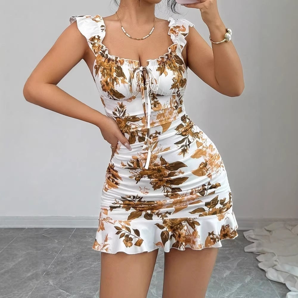 French-style Summer Floral-print Dress