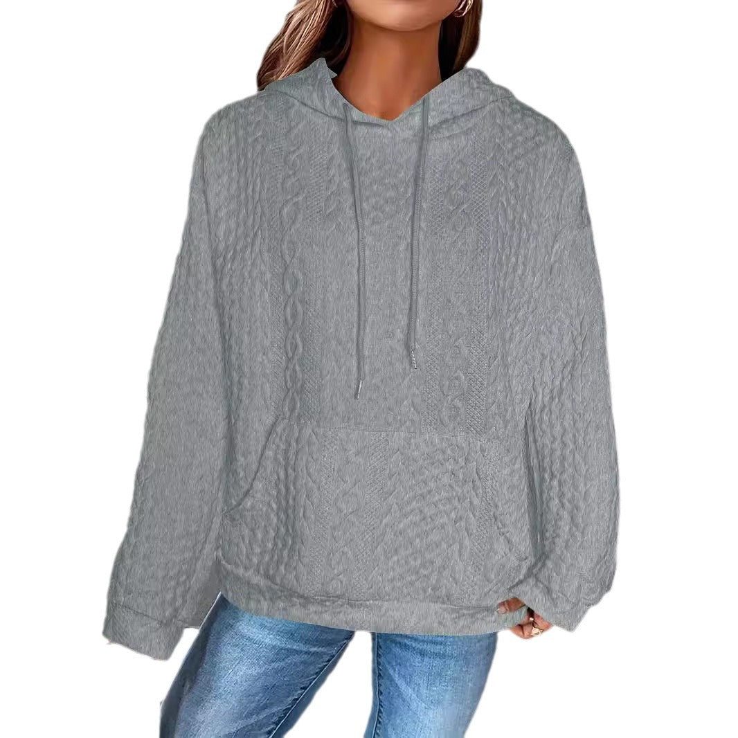 Women's Casual Jacquard Knit Pocket Sweater Long-Sleeve Top