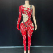 Sexy Cutout Pearl Chain Jumpsuit