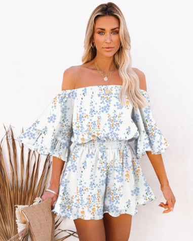 Chiffon Short Sleeve Loose Jumpsuit Romper