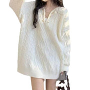 Cable-knit Pullover Women's Mid-length Sweater