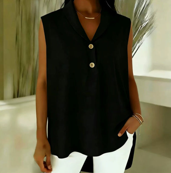 Casual Irregular Hem Doll Collar Shirt