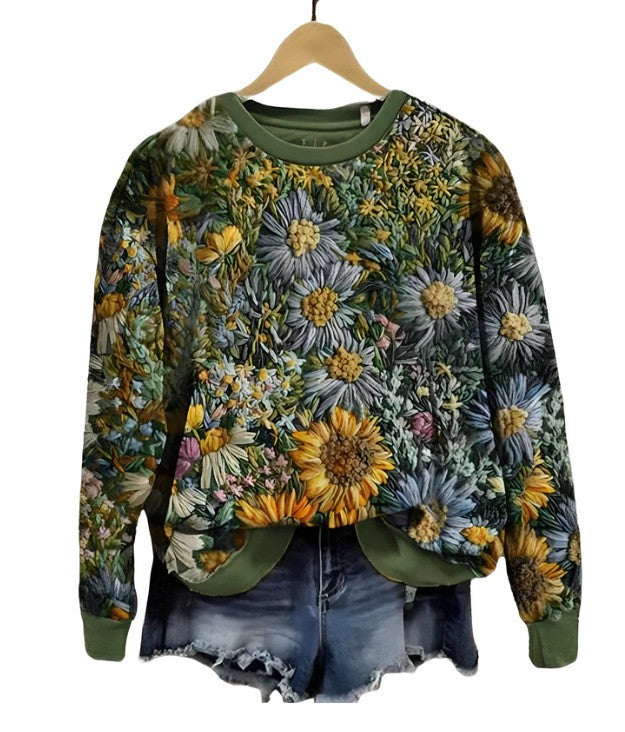 Women's Festive Christmas Graphic Round-Neck Sweatshirt