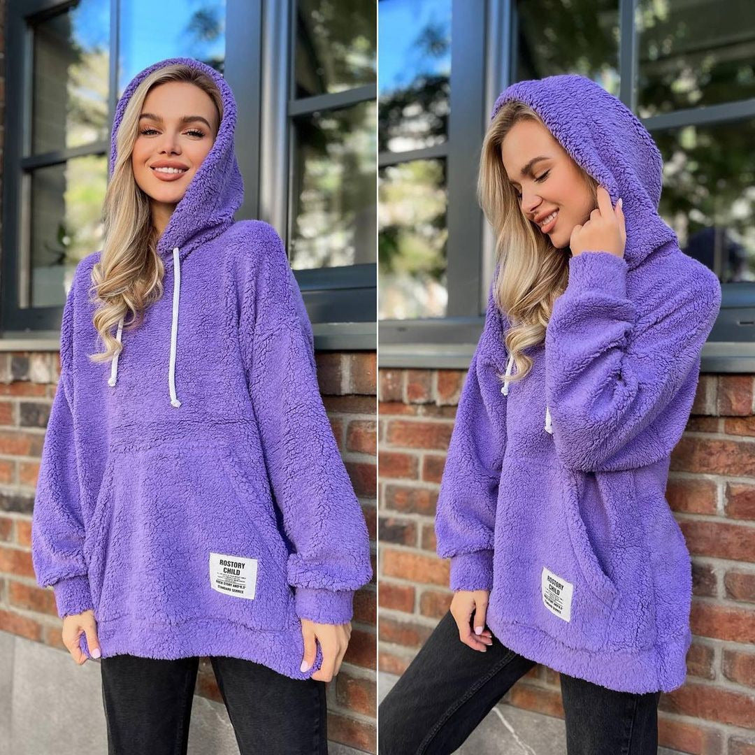 Cozy Flannel Long-Sleeve Pullover Sweatshirt
