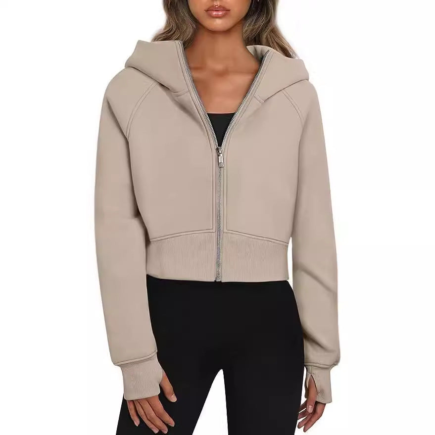 Cozy Fleece Zip-Up Hooded Sweatshirt for Women