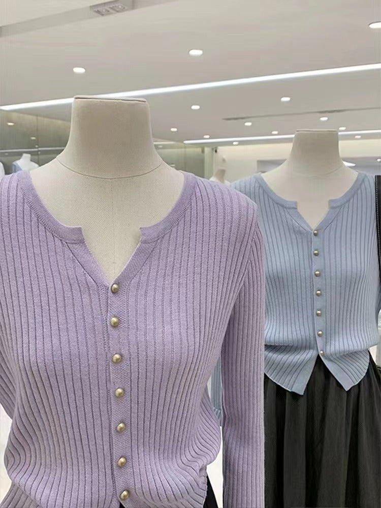 Womens Simple Solid-color Knitted Cardigan Coat