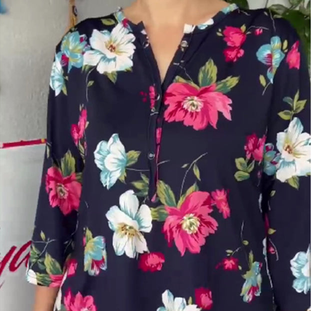 Women's Printed Short‑Sleeve T‑Shirt – Loose Fit, Mid‑Length
