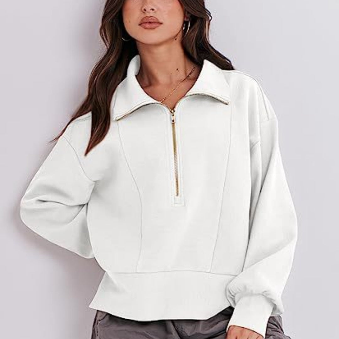 Women's Half-Zip Long Sleeve Pullover Sweater