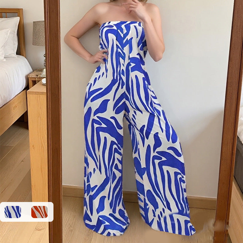 Elegant Printed Loose-Fitting Sleeveless Women's Jumpsuit