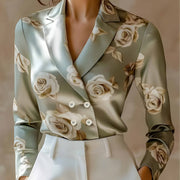 French Floral Print Long-sleeve Shirt