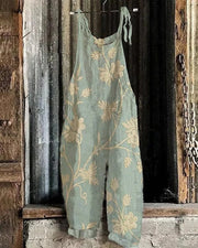 Vintage Print Sleeveless Wide Leg Jumpsuit