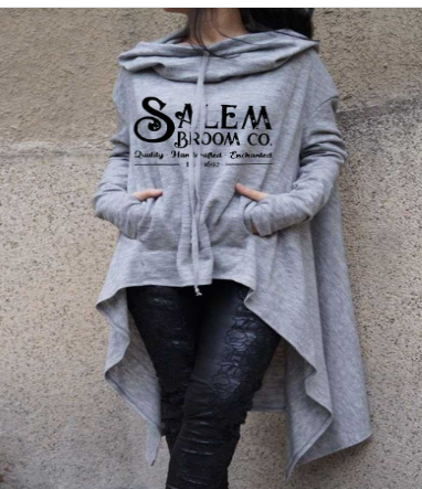 Plus Size Irregular Hooded Sweatshirt Mid-Length Casual Top