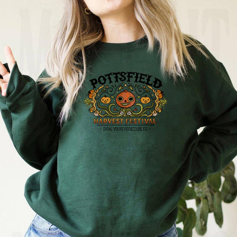 Women's Halloween Pumpkin Print Pullover Sweatshirt